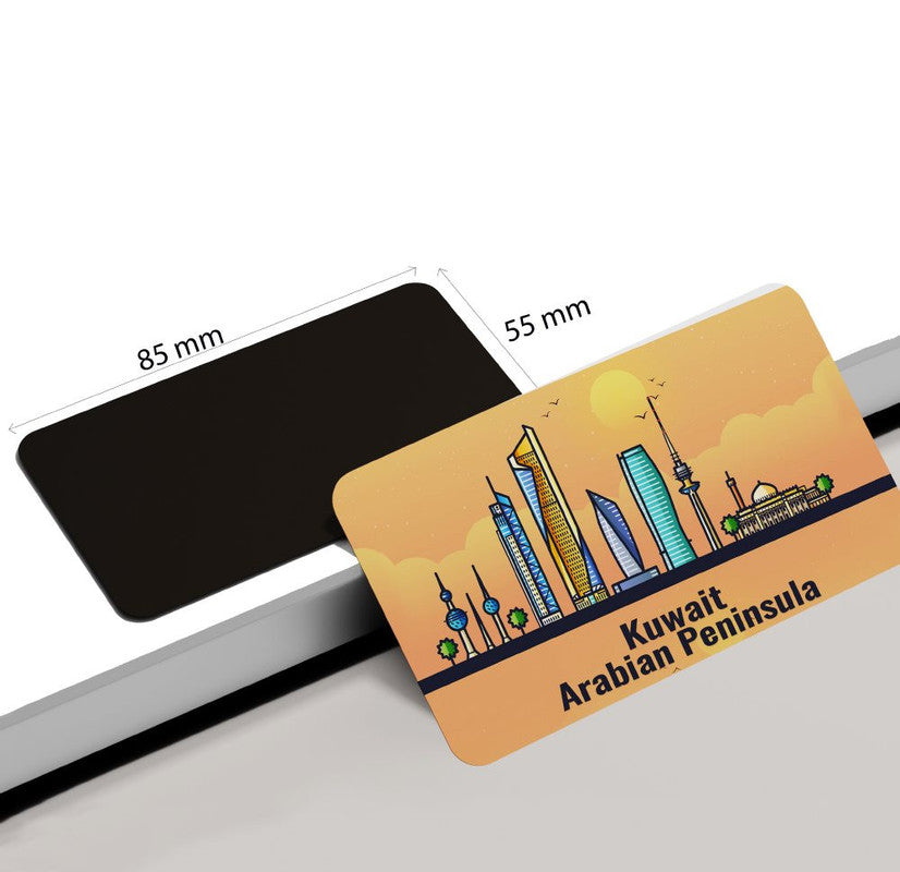 dhcrafts Rectangular Rubber Fridge Magnet / Magnetic Card Orange Arabian Peninsula Kuwait Design Pack of 1 (8.6cm x 5.4cm)